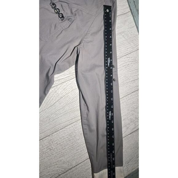 Express Essential Shirt Grey White Trim Silver Chain Accents Button-up Blouse XL - Picture 10 of 11